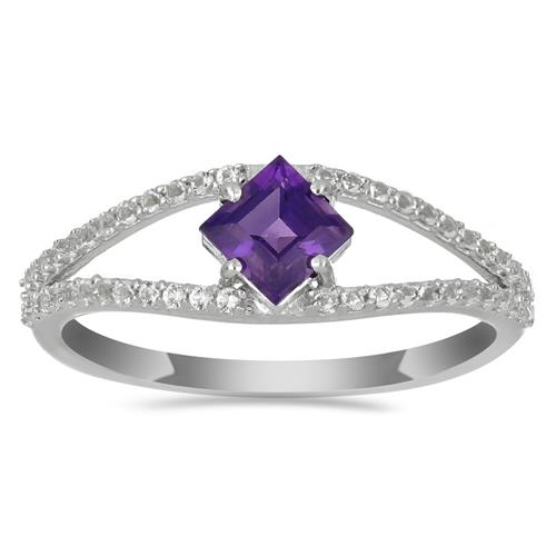 BUY NATURAL AFRICAN AMETHYST GEMSTONE CLASSIC RING IN 925 SILVER